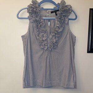 BCBGMAXAZRIA Striped Ruffle Sleeveless Top